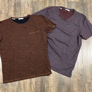 Mens Seleected Homme TShirts. 2 pack. Navy blue/rust + purple white